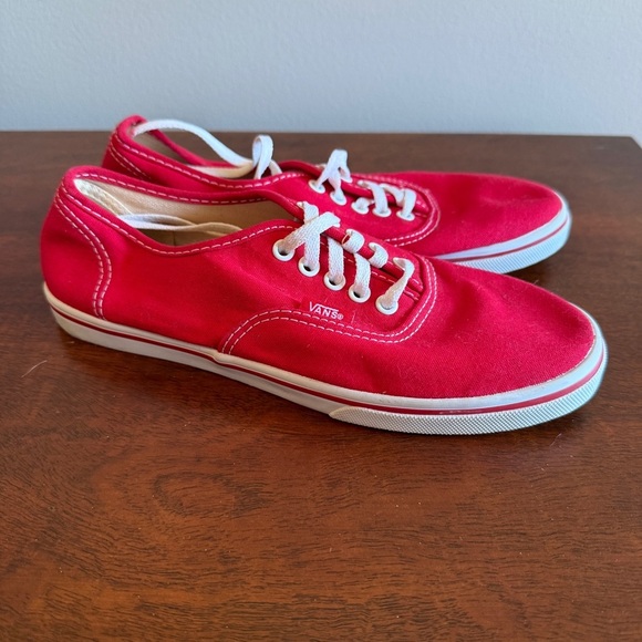 Vans Red Canvas Sneakers Low-Top Style - Picture 2 of 4